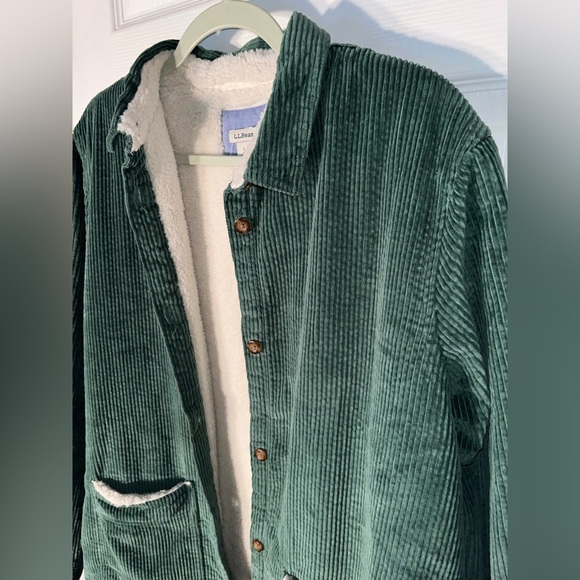 NWT Women’s L.L. Bean Corduroy Utility Sherpa Lined Jacket Shacket Button Large - Picture 2 of 10